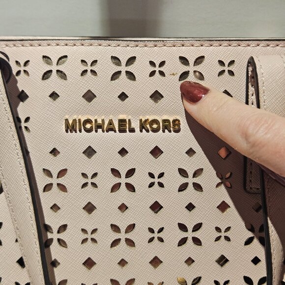Michael Kors Hayley Purse Top Zip Pink & Gold Tote Bag Crossbody EUC $300 MSRP - Picture 4 of 15